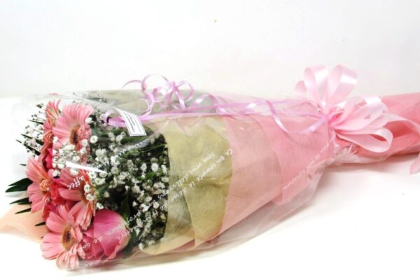 ピンク薔薇とガーベラの花束